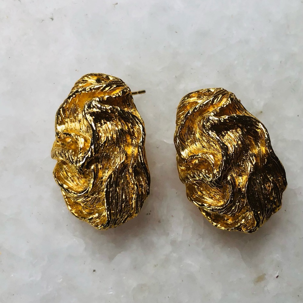 Vintage gold- plated nugget Earrings - Women Jewelry